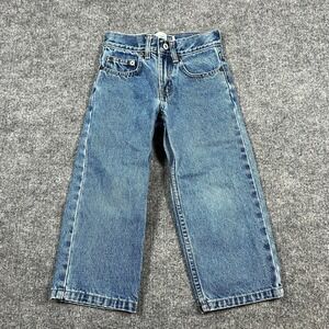 Gap Jeans Kids 4 Blue Loose Fit Whiskered Denim Cotton Medium Wash Straight Leg